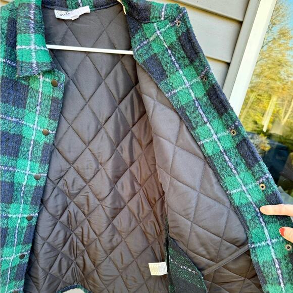 Steve Madden size L The Belle Plaid Lined Shacket Jacket - pine green - Picture 11 of 13